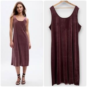 NWT Gap Fitted Velour Slip Midi Dress Dark Maroon Burgundy Women’s XXL